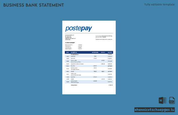 Postepay Evolution Poste Italiane Unternehmenserklärung Word- und PDF-Format – Vorschau